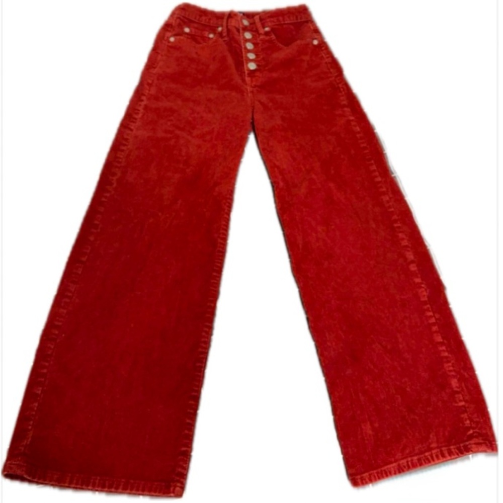 Wide-Leg Red Jeans